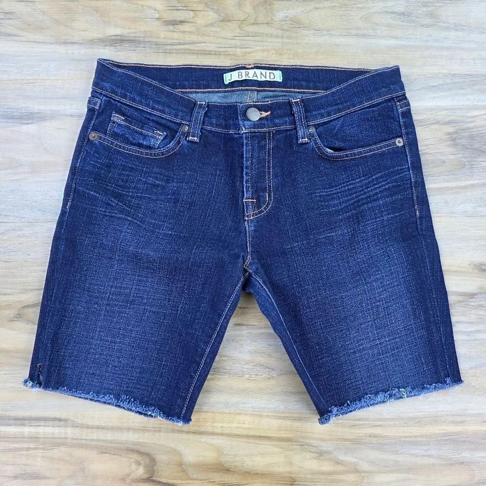 ☔️🔹️J. Brand Blue Raw Hem Denim Shorts Size 6 - Picture 2 of 8
